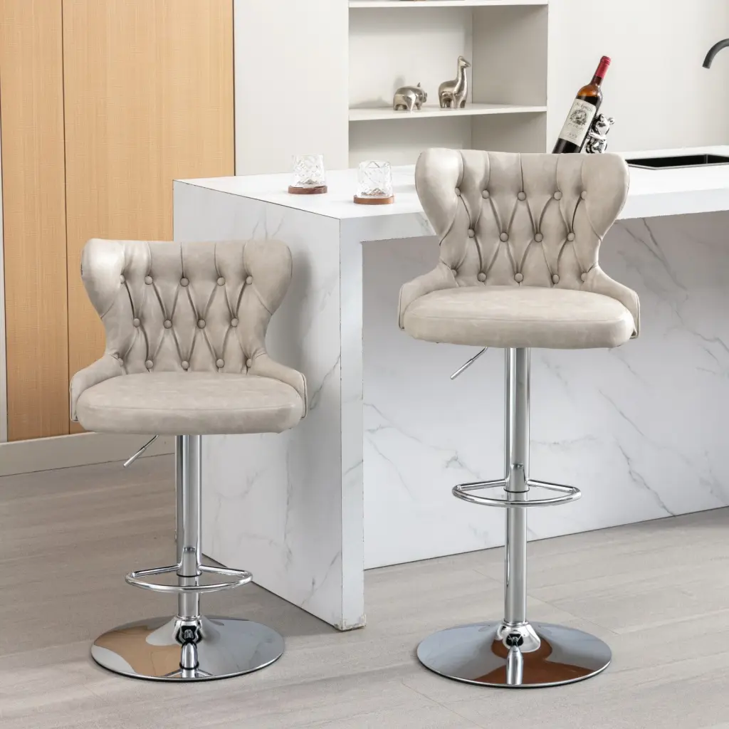 Swivel PU Barstools Adjustable Seat Height 25-33 Inch Modern Upholstered Stool a-a furniture