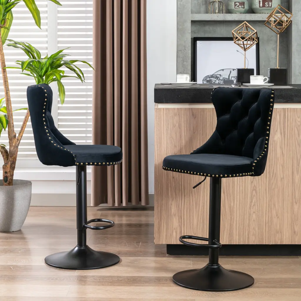Swivel Velvet Barstools Adjustable Seat Height 25-33 Inch a-a furniture