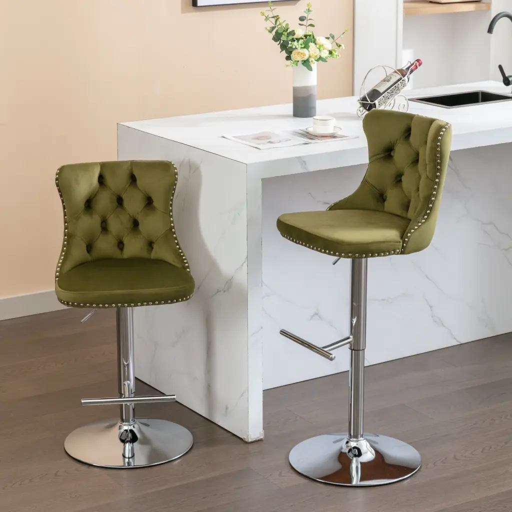 Swivel Velvet Barstools Adjustable Seat Height From 25 To 33 Inch Modern Design a-a furniture