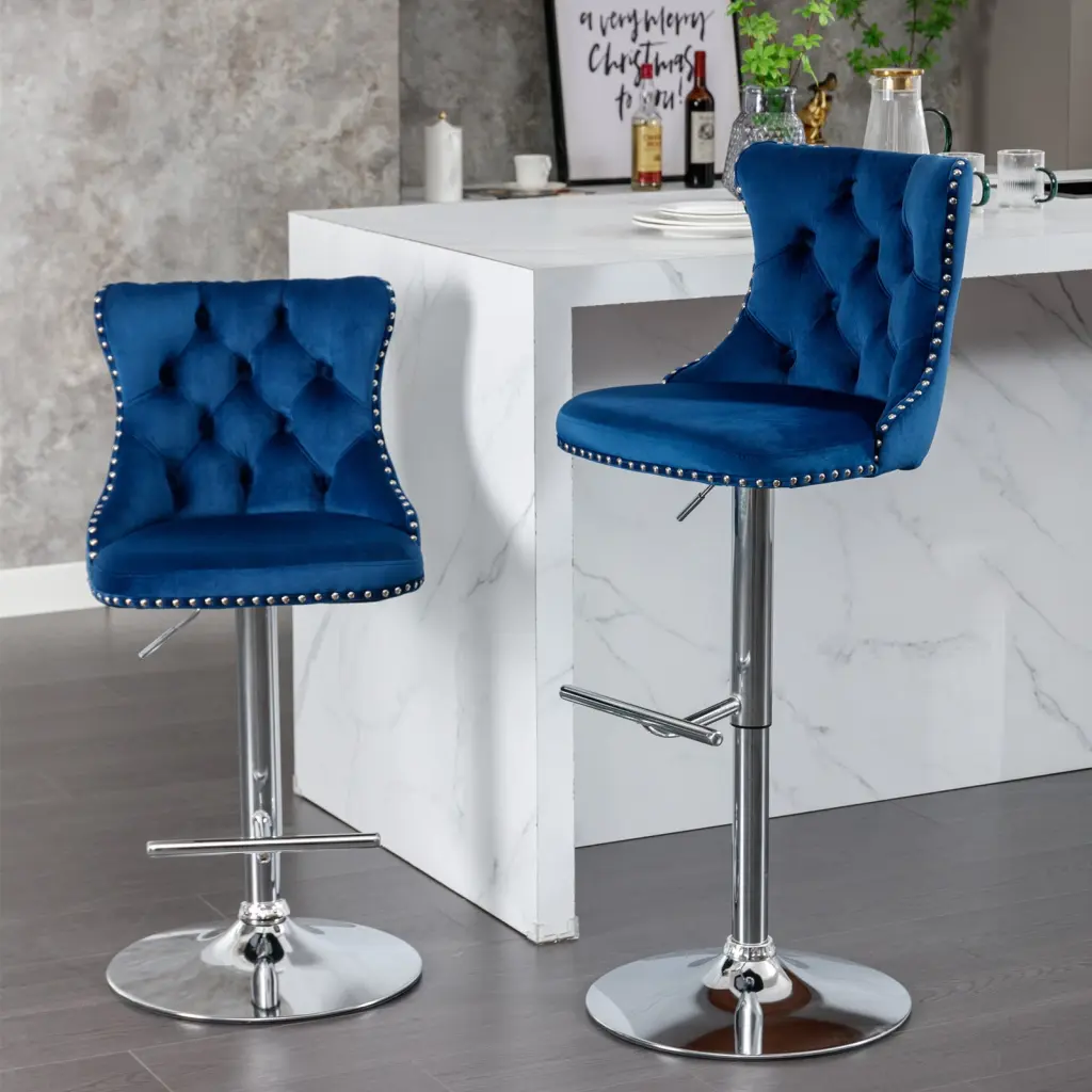 Swivel Velvet Barstools Adjustable Seat Height From 25 33 Inch Modern a-a furniture