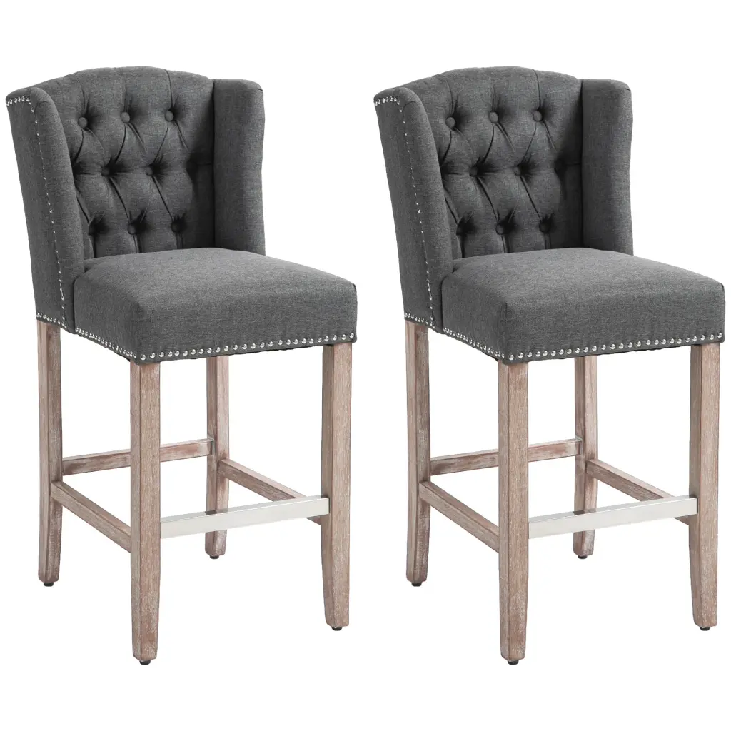 Homcom Counter Height Bar Stools Set 2 27 Inch Seat Height Upholstered aosom business