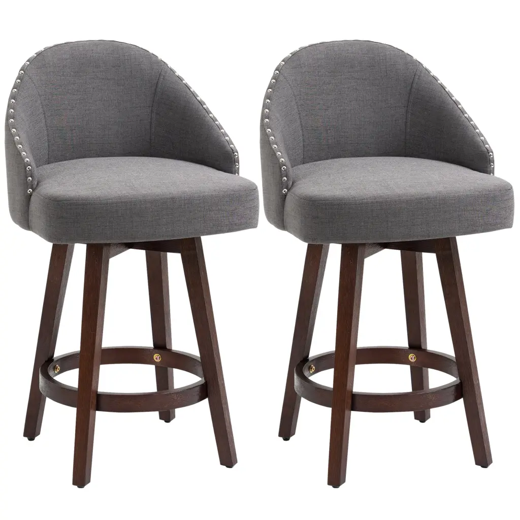 Homcom 26 Inch Counter Height Bar Stools Linen Material Kitchen Stools Back aosom business