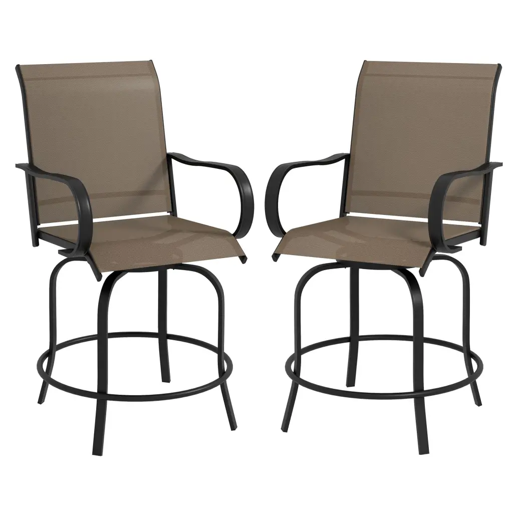Outsunny Outdoor Bar Stools Armrests Set 2 360 Swivel Bar Height Stools aosom business