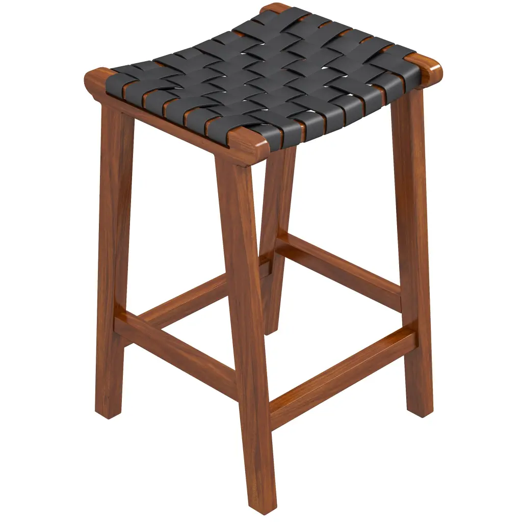 James Mid Century Modern Authentic Hide Bar Stool Black Hide Kitchen Island ashcroft furniture