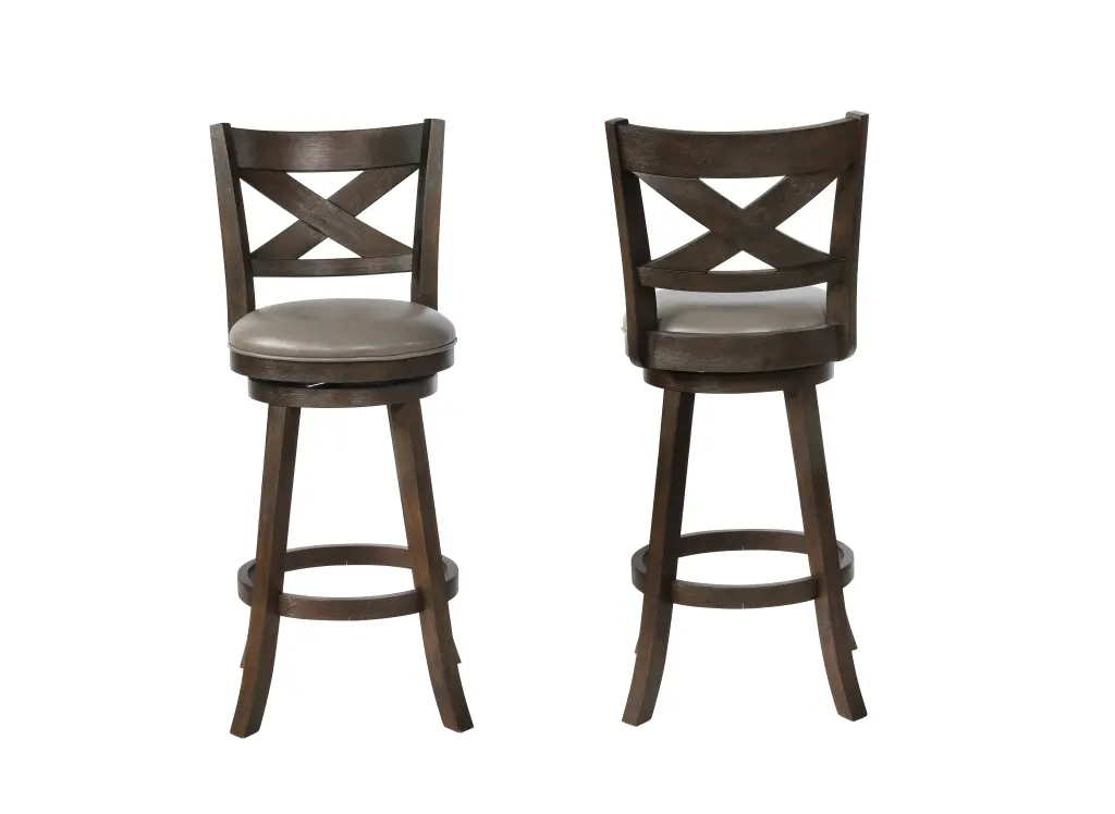 Kipper Swivel Bar Stool Set 2 Gray Dark Gray Timber - Adjustable Height Counter Stools Kitchen Island crown mark inc