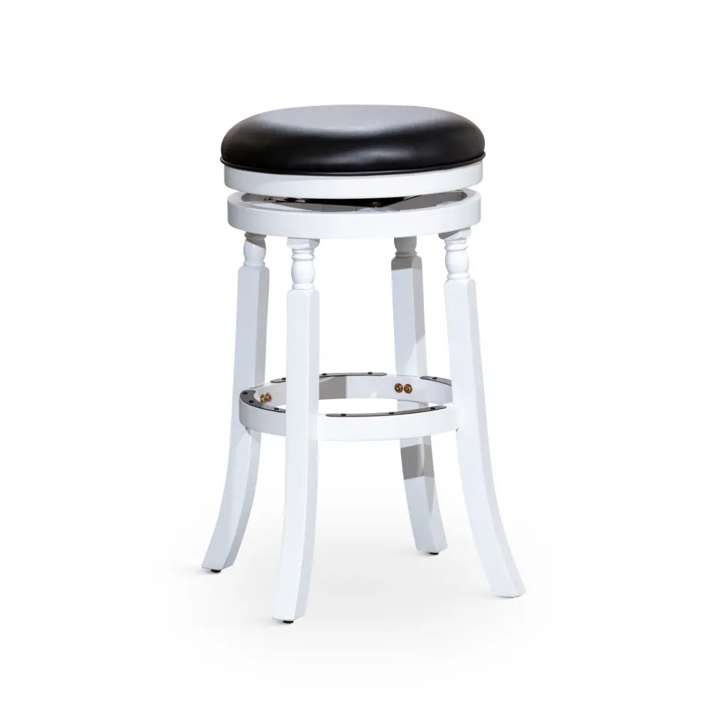30 Inch Bar Stool White Finish Black Hide Seat White Bonded Hide dty home
