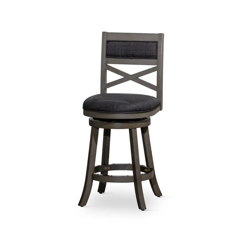 24 Inch Counter Height X Back Swivel Stool Weathered Gray Finish Charcoal dty home
