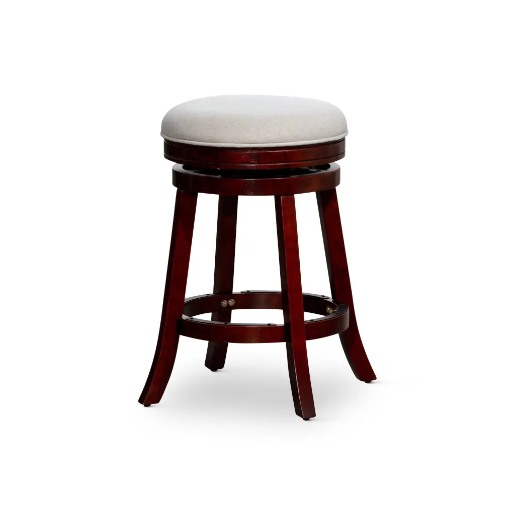 24 Inch Counter Stool Cherry Finish Beige Seat dty home