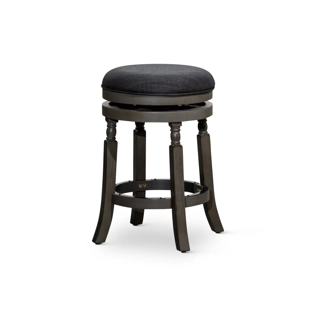 24 Inch Counter Stool Weathered Gray Finish Charcoal Fabric Seat dty home
