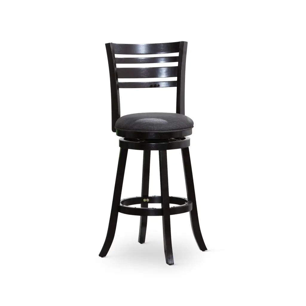 30 Inch Espresso Finish Bar Height Swivel Stool Charcoal Fabric dty home