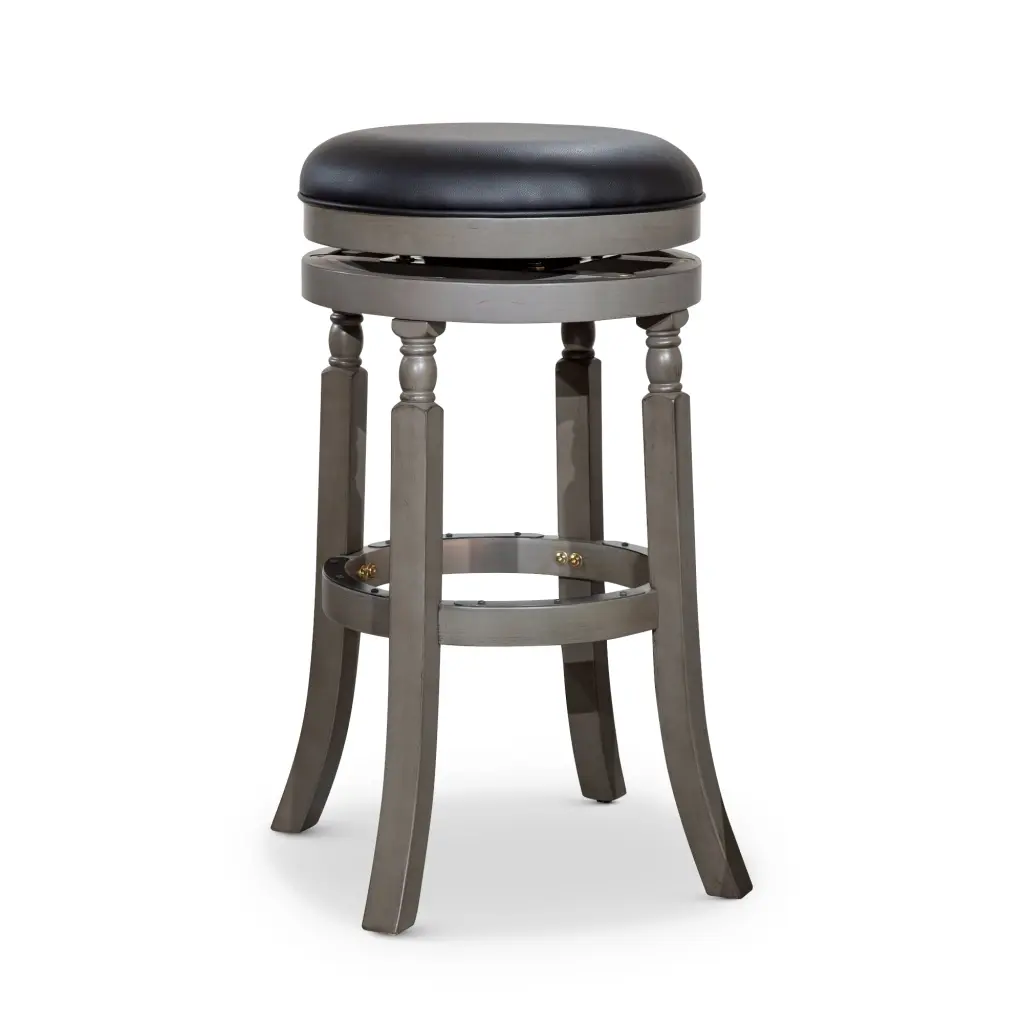 30 Inch Weathered Gray Bar Stool Black Hide Seat Counter Height dty home