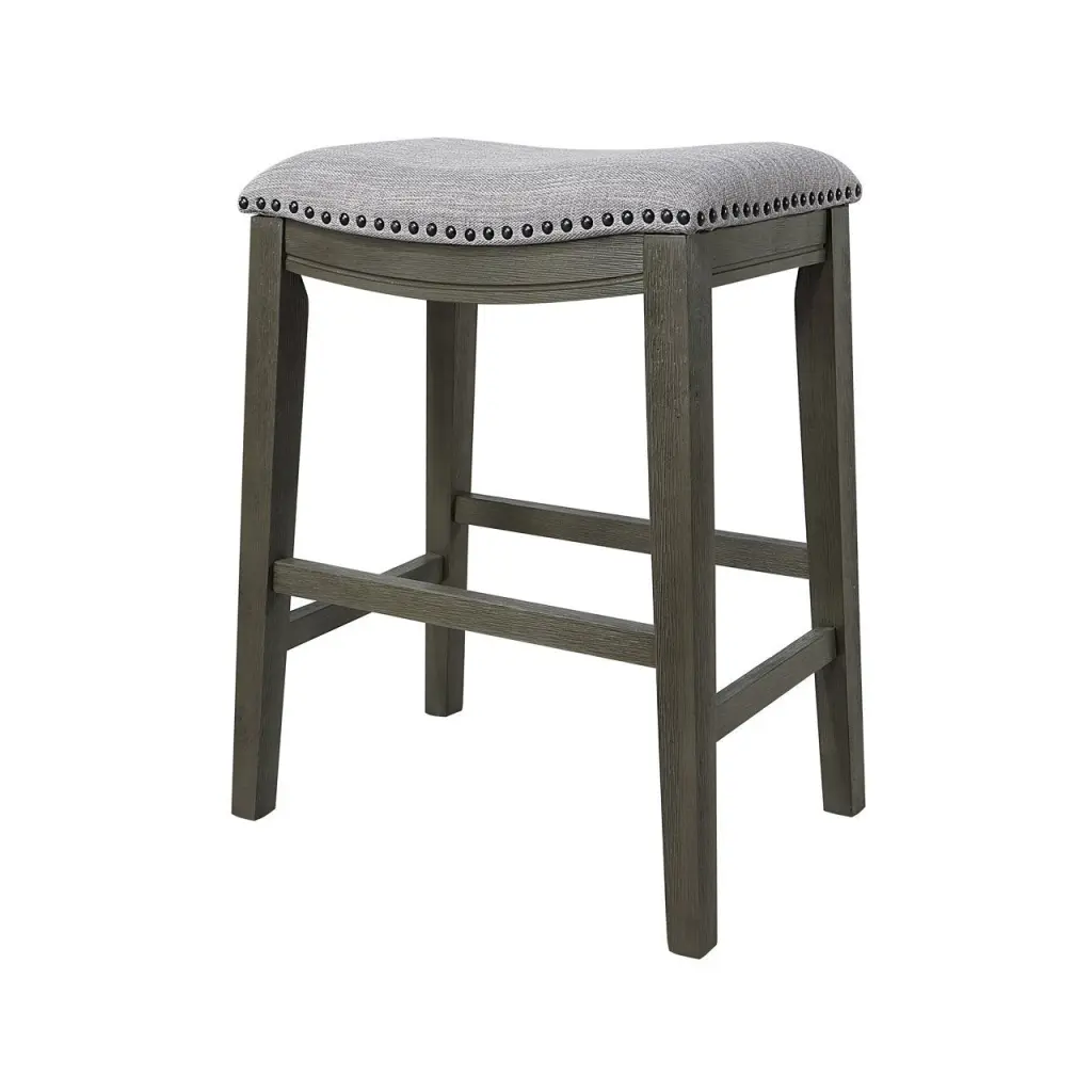 Saddle Stool 25 Inch Counter Stool Gray Light Gray Material Set 2 dty home