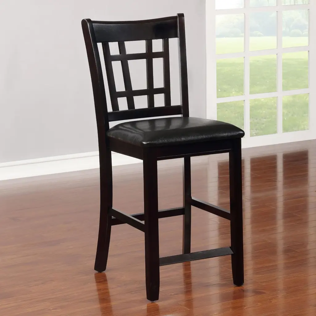 Black And Espresso Lattice Back Counter Height Stools Set 2 Solid Wood furniture max