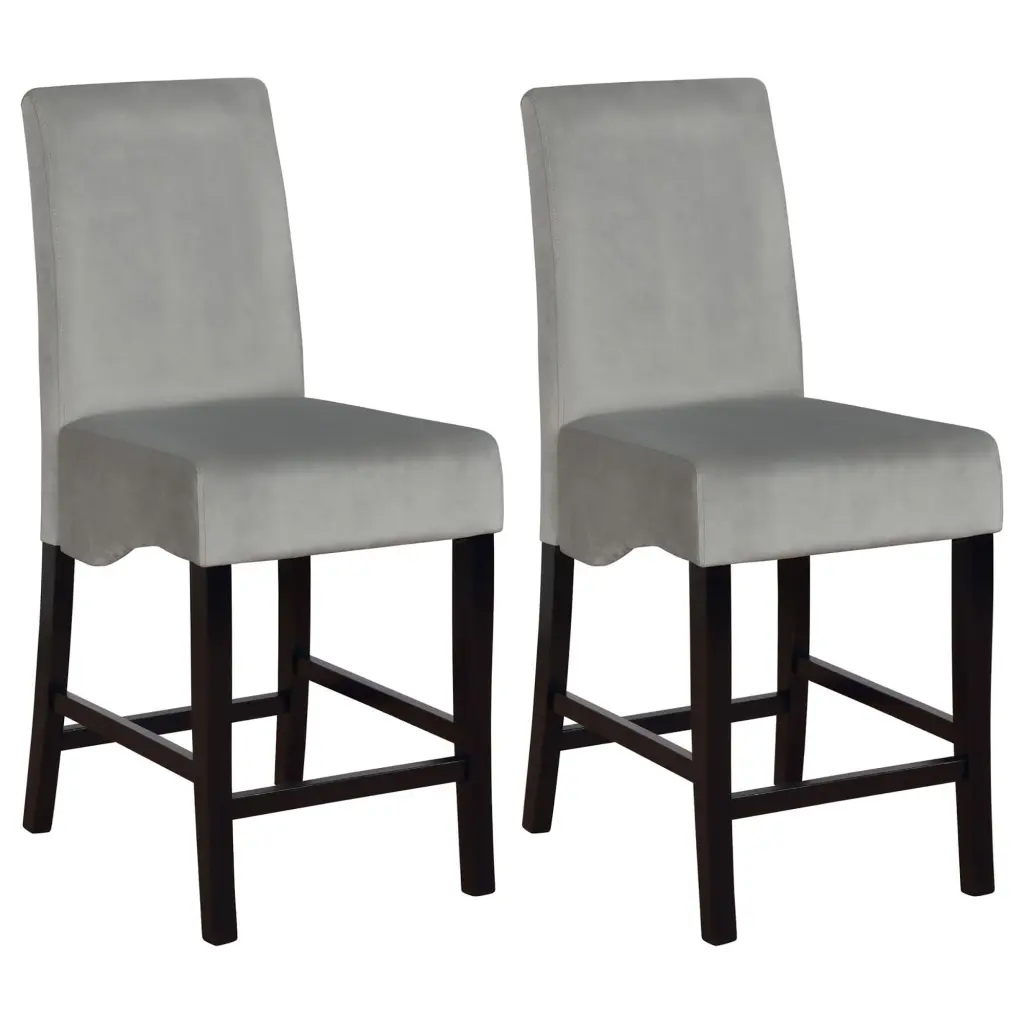 Dark Grey and Black Upholstered Counter Stools Set 2 furniture max