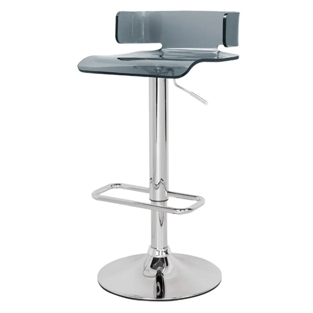 Grey and Chrome Customizable Swivel Stool Silver Bar Stools Counter Height furniture max