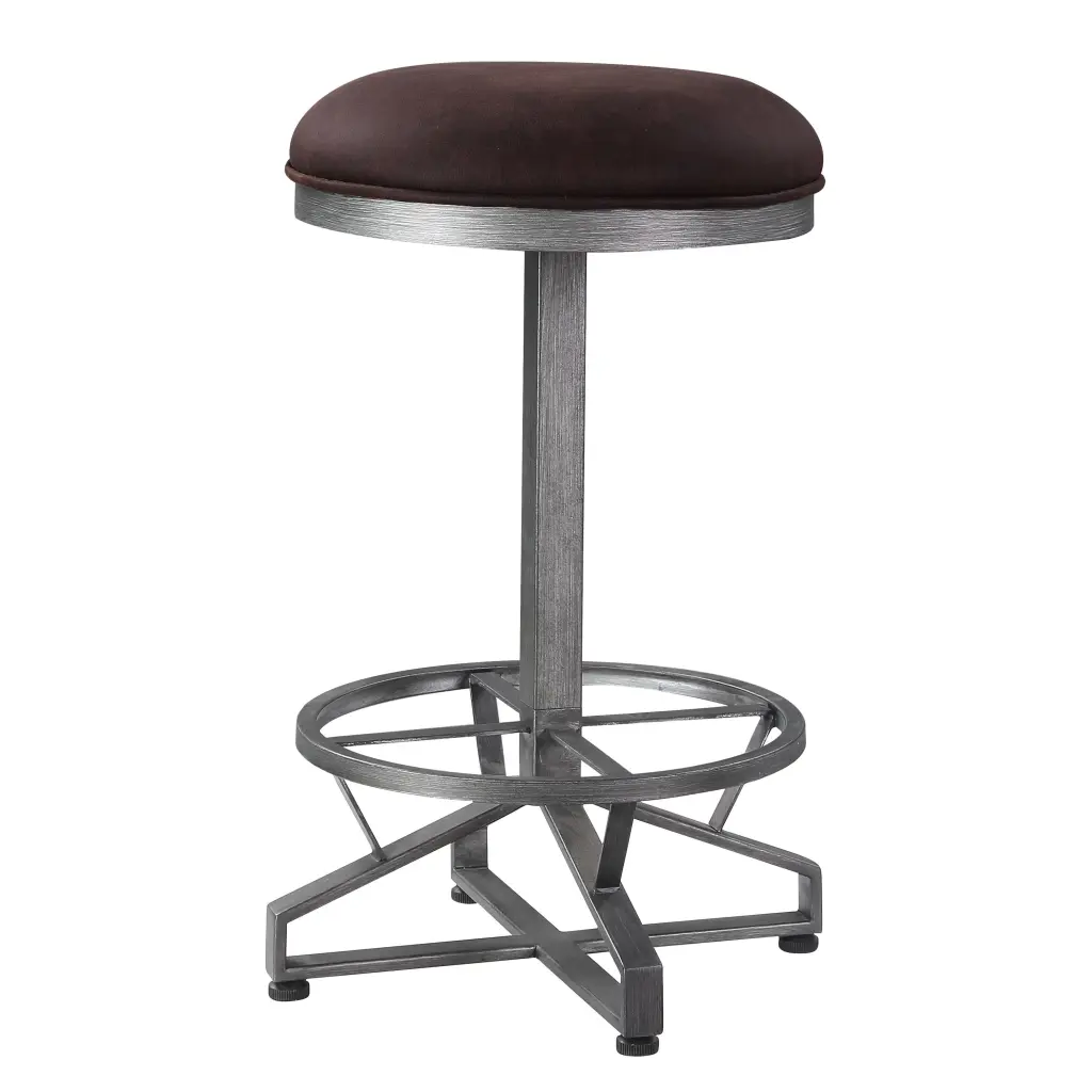 Rustic Brown And Grey Round Counter Height Stools Set 2 Cushioned Bar Stools furniture max
