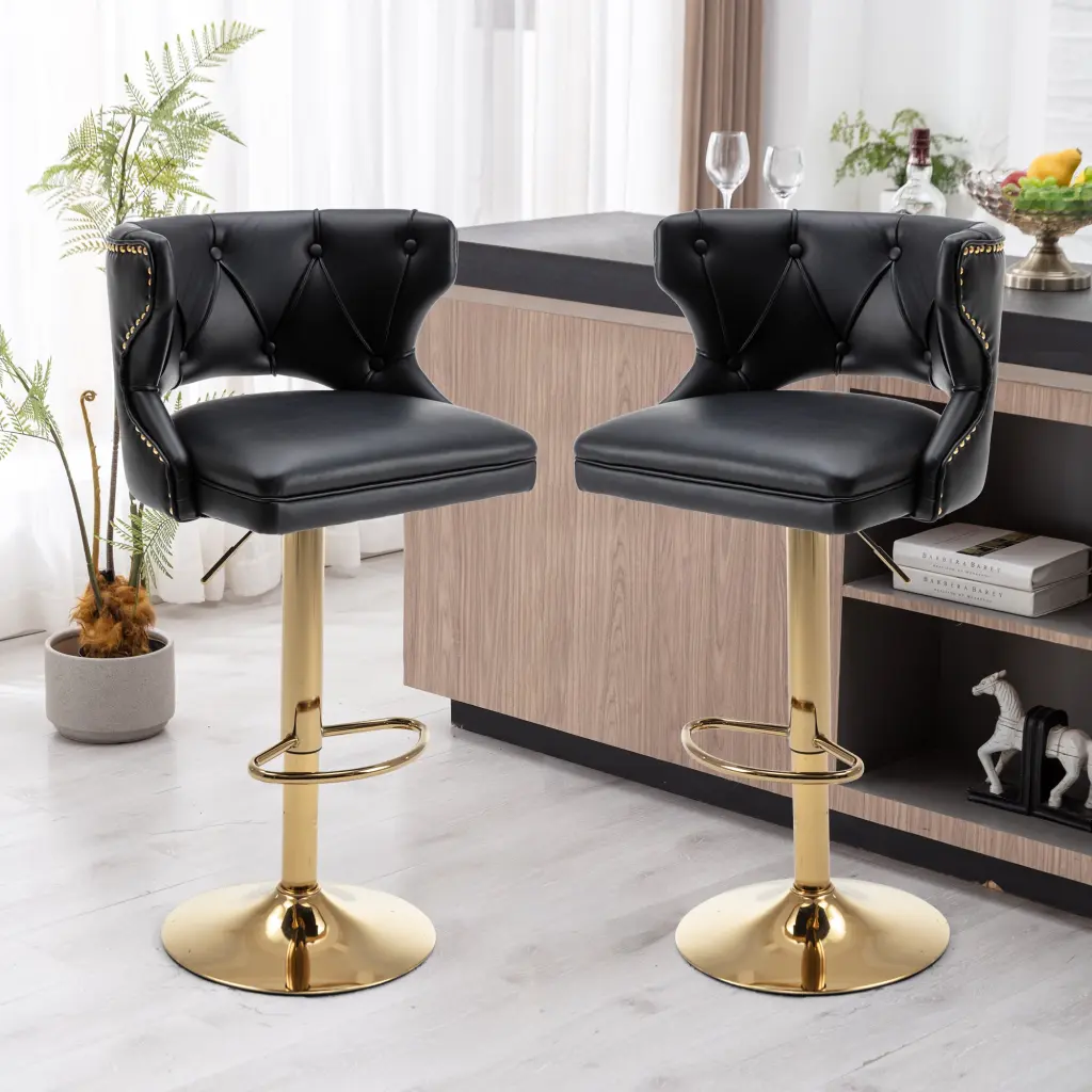 Bar Stools Back and Footrest Counter Height Dining Chairs Hide homemax