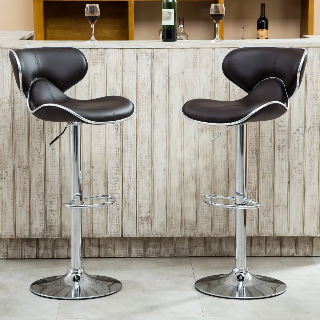 Masaccio Upholstery Airlift Customizable Swivel Barstool Chrome Base - Adjustable Kitchen Stool hz