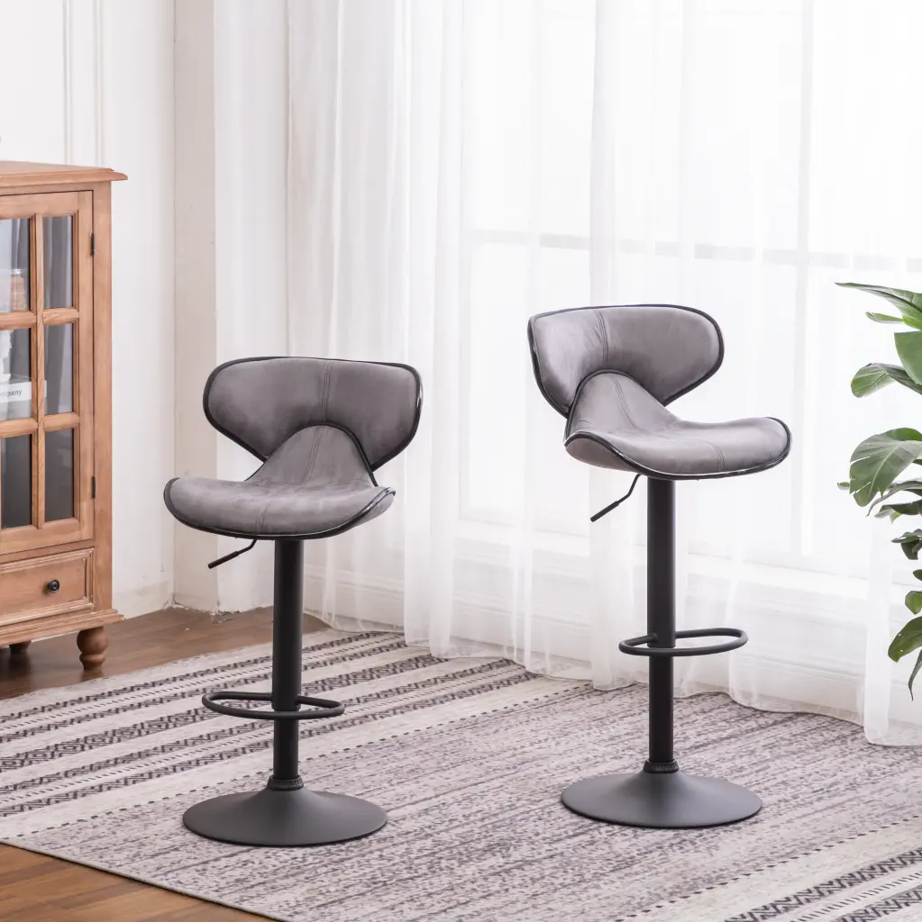 Masaccio Weathered Upholstery Airlift Customizable Swivel Barstool Adjustable Height hz