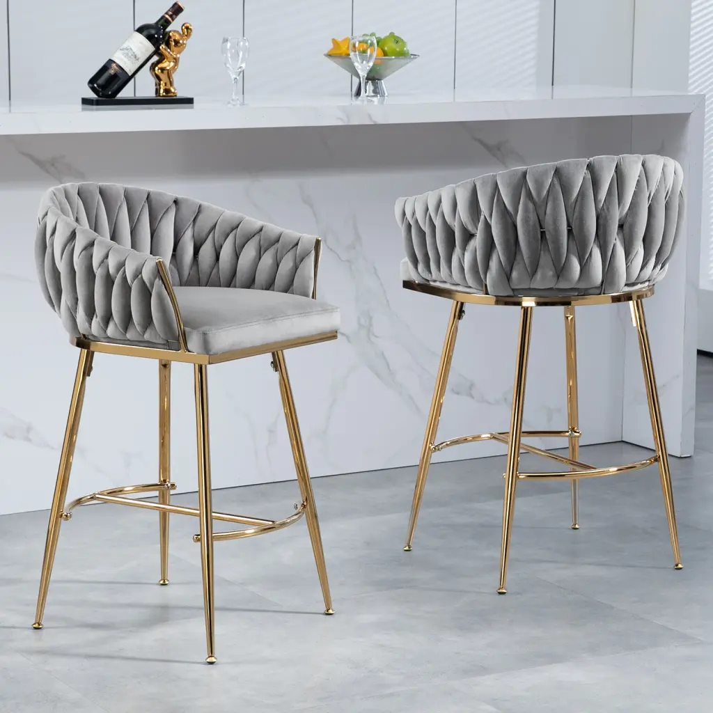 26 Inch Counter Height Bar Stools Set 2 Velvet Kitchen Island Counter Stools