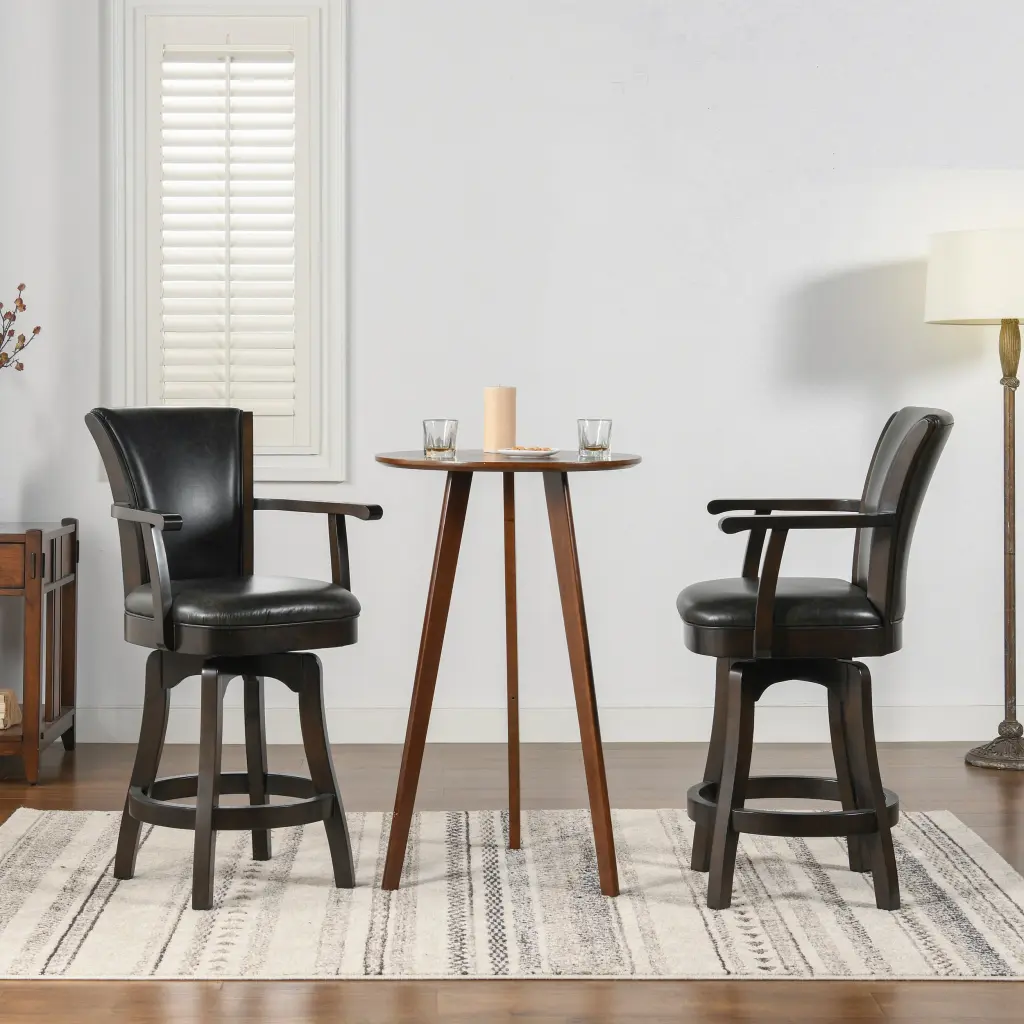 Williams 27In Swivel Counter Height Bar Stool, Vintage Black Brown Faux Leather jennifer taylor home