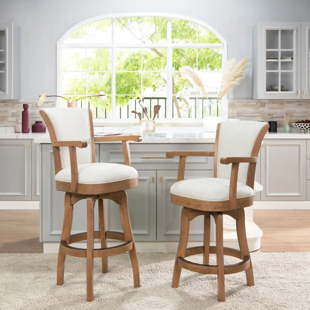 Williams 27In Swivel Counter Height Bar Stool White Pepper Stain Resistant Kitchen Stool jennifer taylor home
