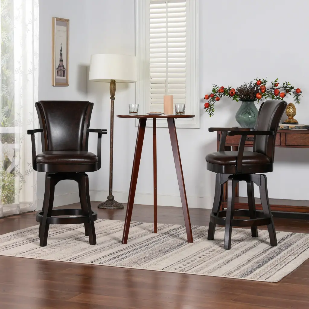 Williams 27 Inch Swivel Counter Height Bar Stool Vintage Brown Faux Leather jennifer taylor home