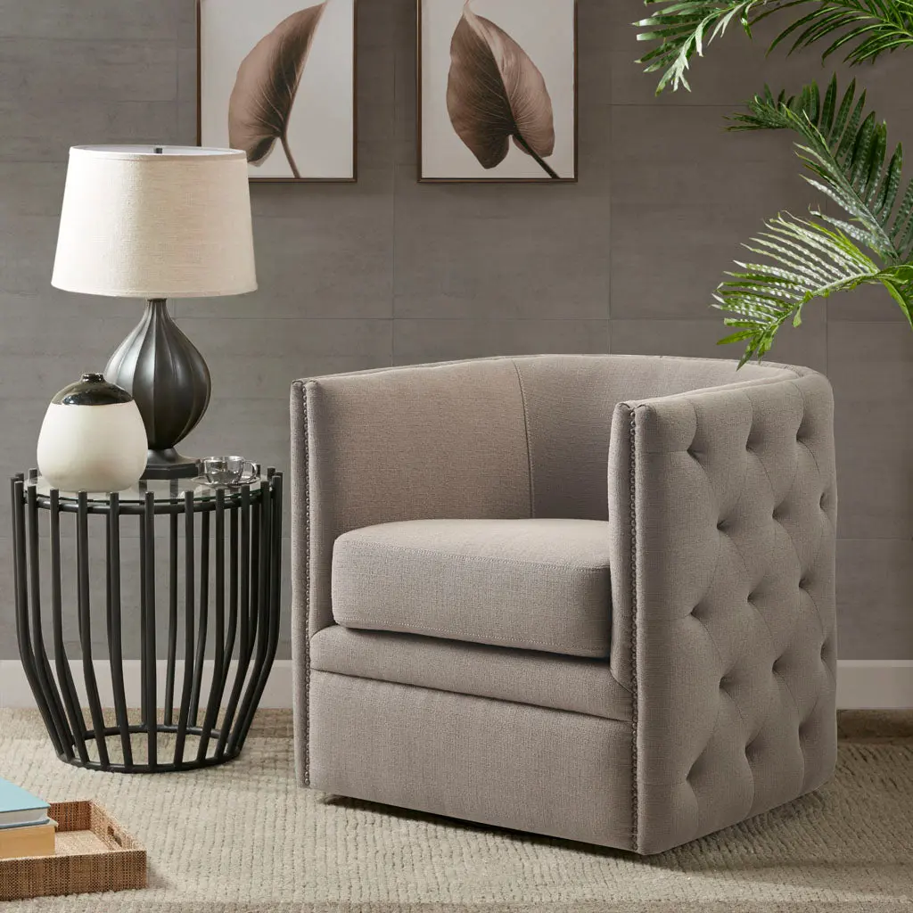 Capstone Swivel Taupe Solid Wood Bar Stool jla