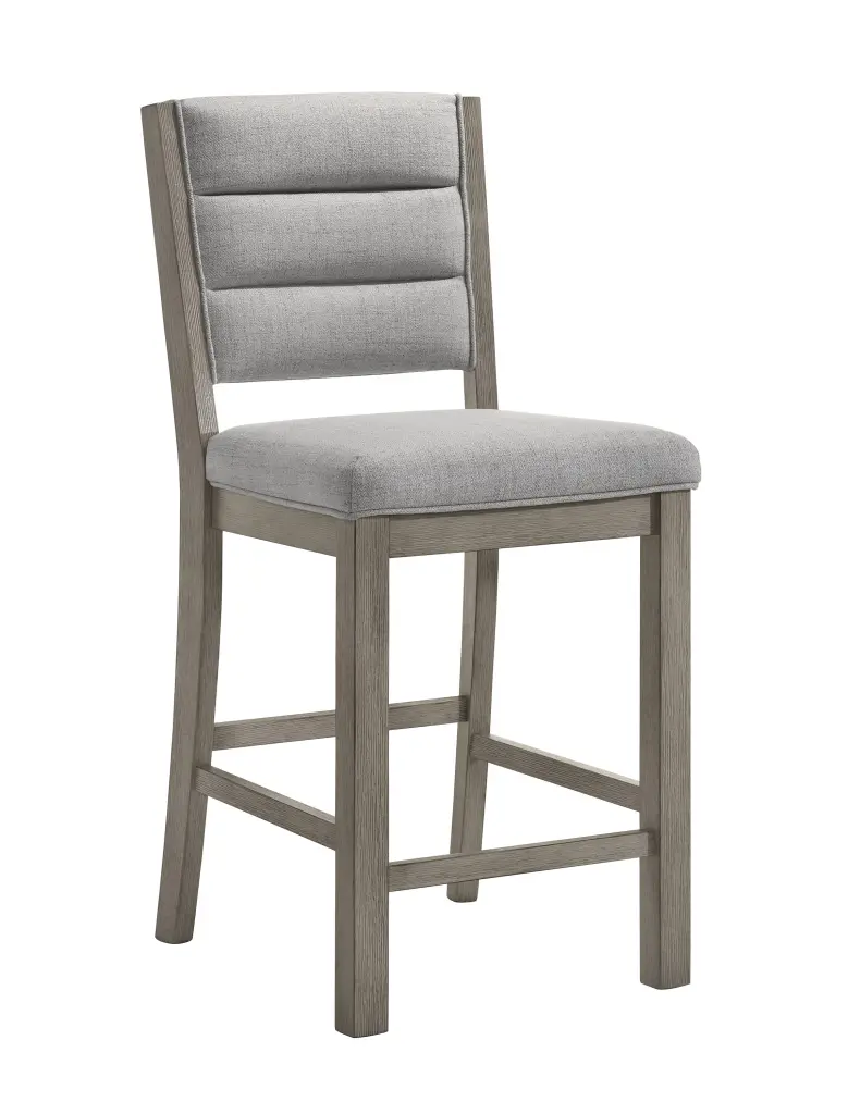 2-Piece Rustic Grey Counter Height Chairs Stools Upholstered Back Seat and Wooden Legs kanepe