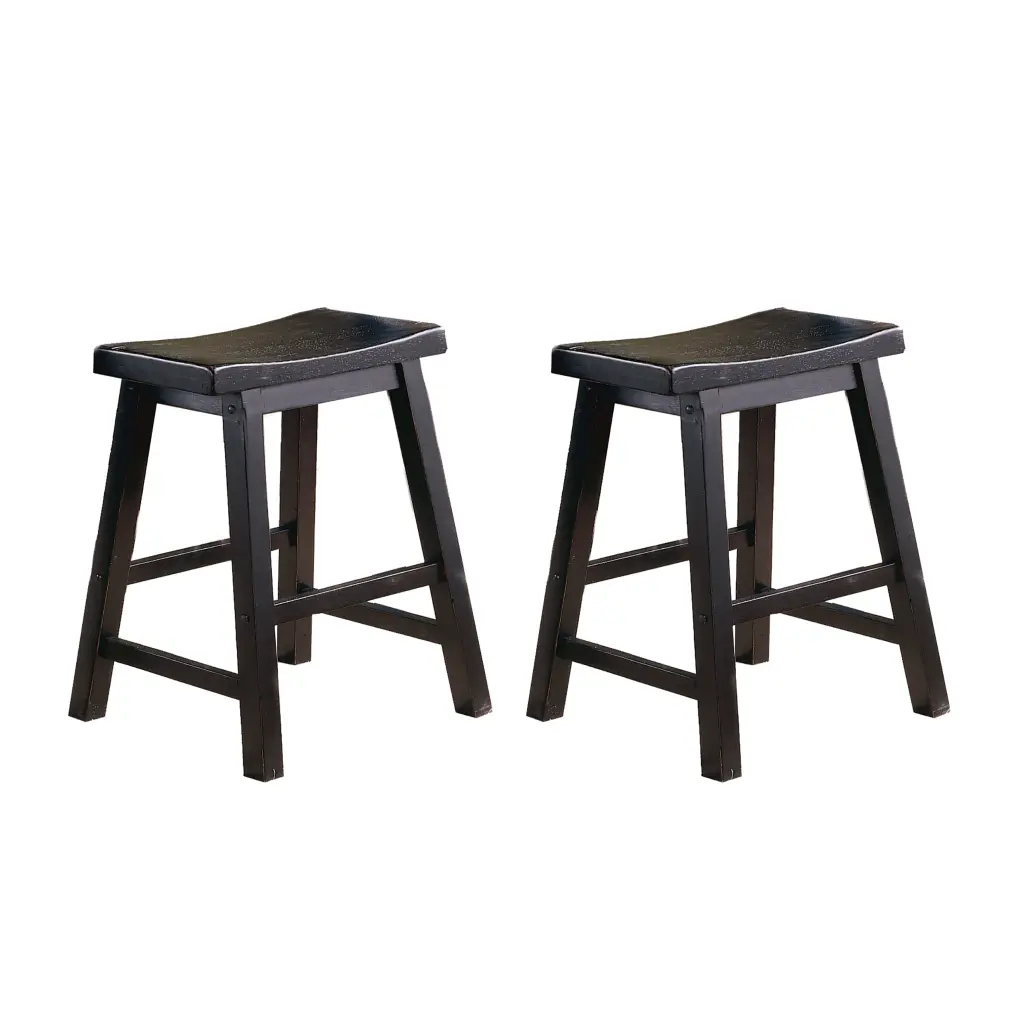 Black Finish 18 Inch Height Saddle Seat Stools Set 2Pc Solid Timber kanepe