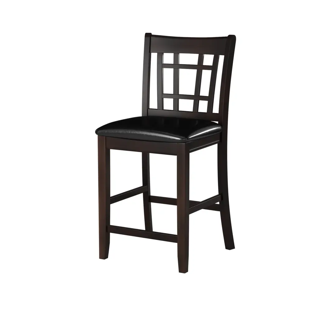 Classic Style Counter Height Chairs 2Pc Dark Cherry Finish Faux Leather Bar Stools kanepe