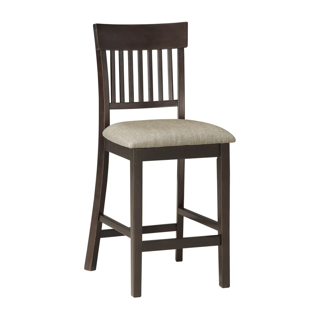 Dark Brown Finish Counter Height Chairs 2Pc Set Vertical Slat Back Design Bar Stools kanepe