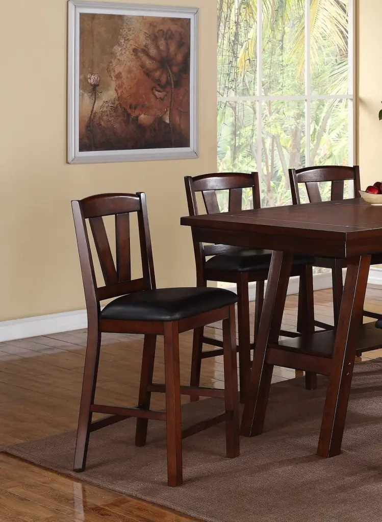 Dark Walnut Timber Framed Back Set 2 Counter Height Dining Chairs Breakfast Bar Stools kanepe