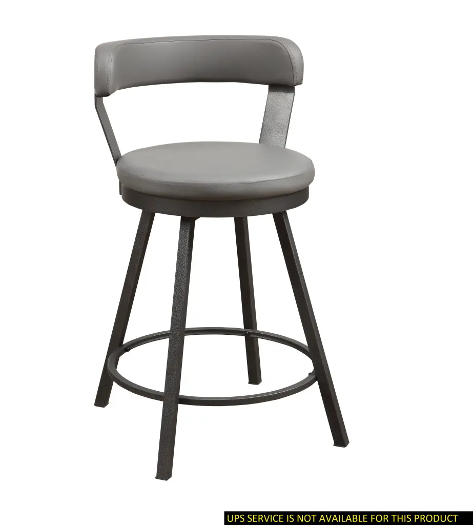 Metal Base 24 Inch Counter Height Chairs Set 2 Gray Seat 360 Degree Swivel kanepe