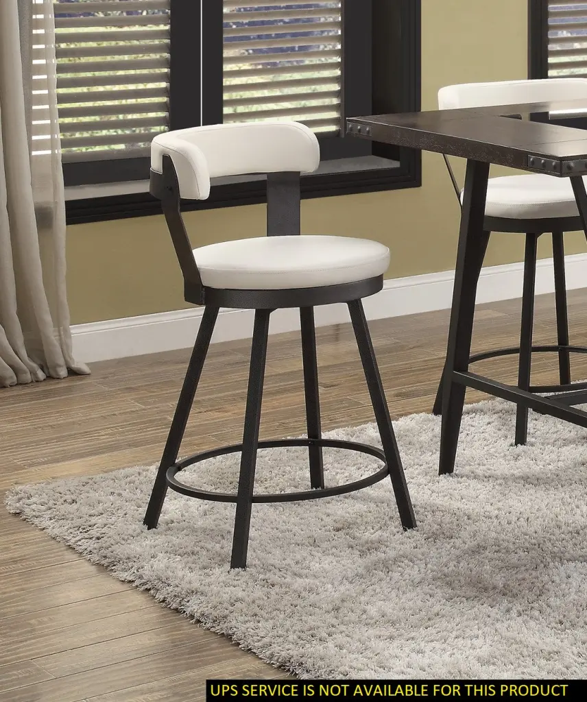 Metallic Base 24 Inch Counter Height Chairs Set 2Pc White Seat 360 Degree Swivel Bar Stools kanepe