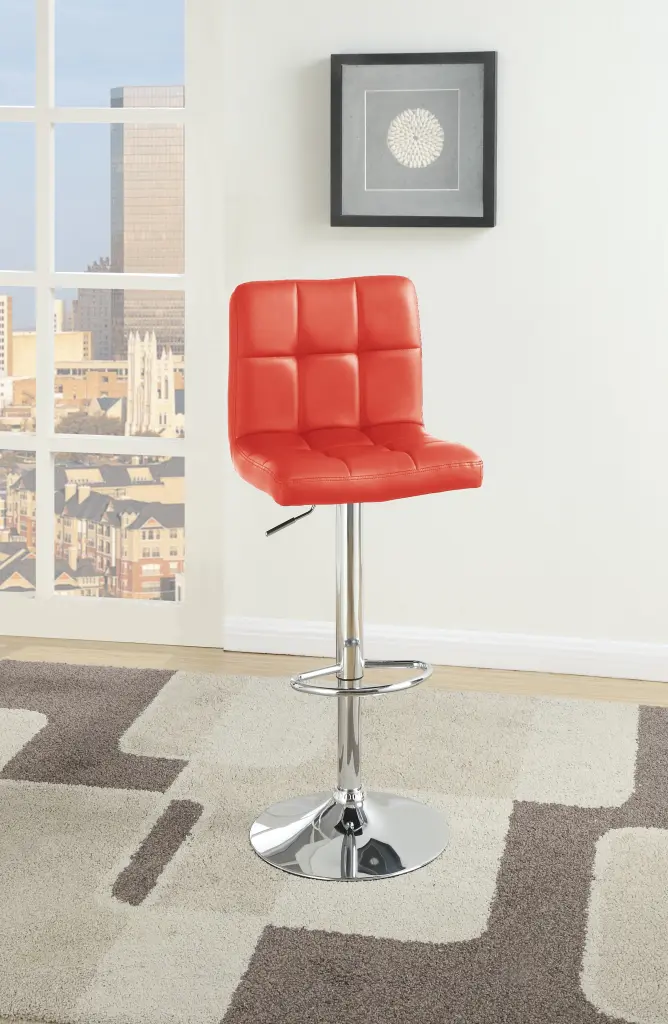 Red Faux Hide Bar Stool Counter Height Chairs Set 2 Customizable kanepe