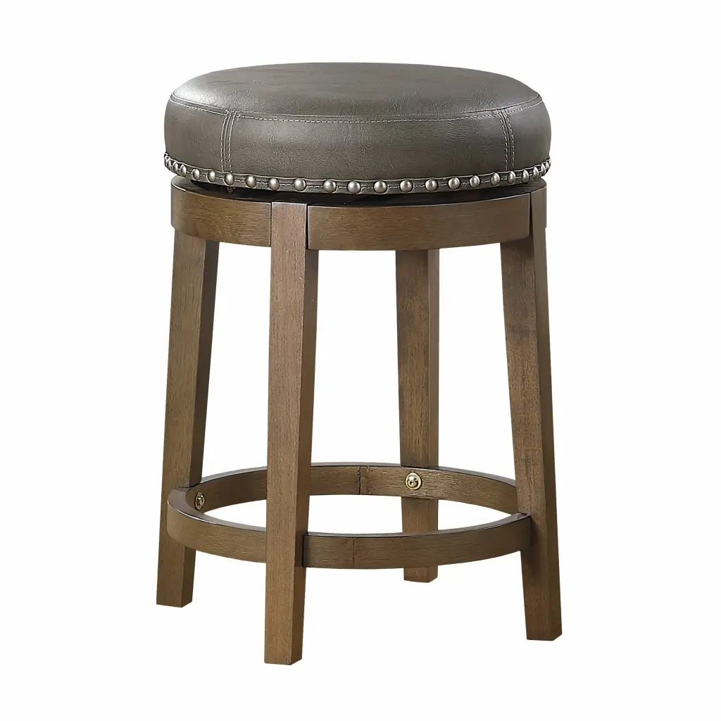 Round Swivel Counter Height Stools Set 2, Gray Faux Hide 360 Degree kanepe