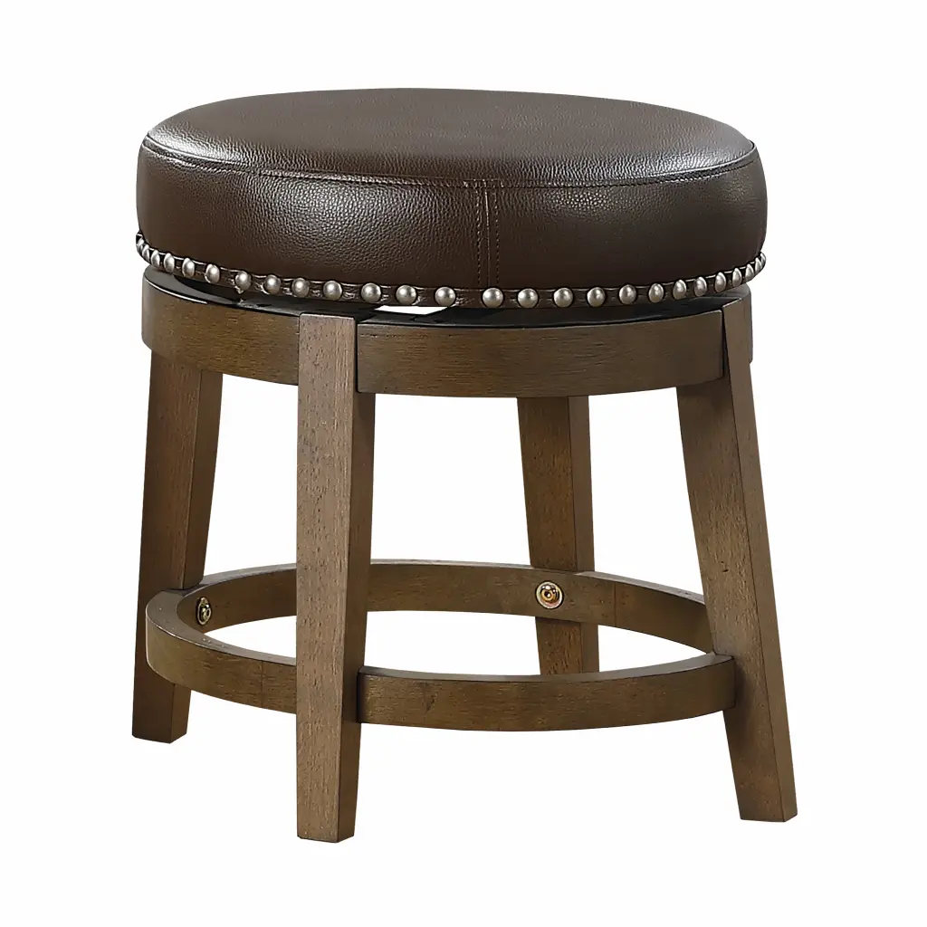 Round Swivel Stools Set 2 Brown Faux Hide 360 Degree Swivel Seat kanepe
