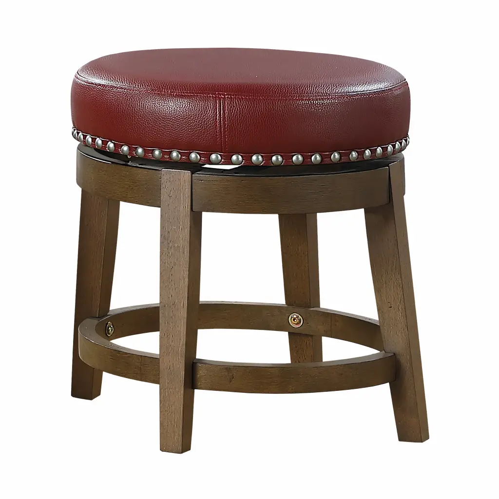 Round Swivel Stools Set 2 Red Faux Hide 360 Degree Rotating Bar Stools kanepe