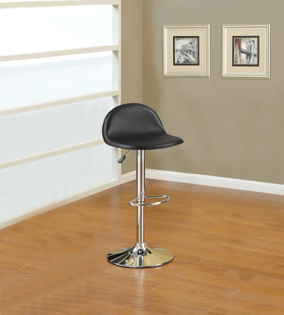 Set 2 Black Faux Hide Stools Customizable Height Kitchen Bar kanepe