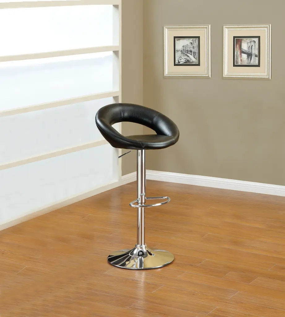 Set 2 Black Faux Leather Swivel Stools Adjustable Height kanepe