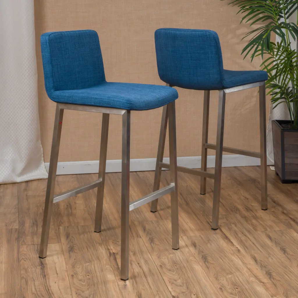 Blue Upholstered Barstool Kitchen Counter or Bar nh-cloudhouse