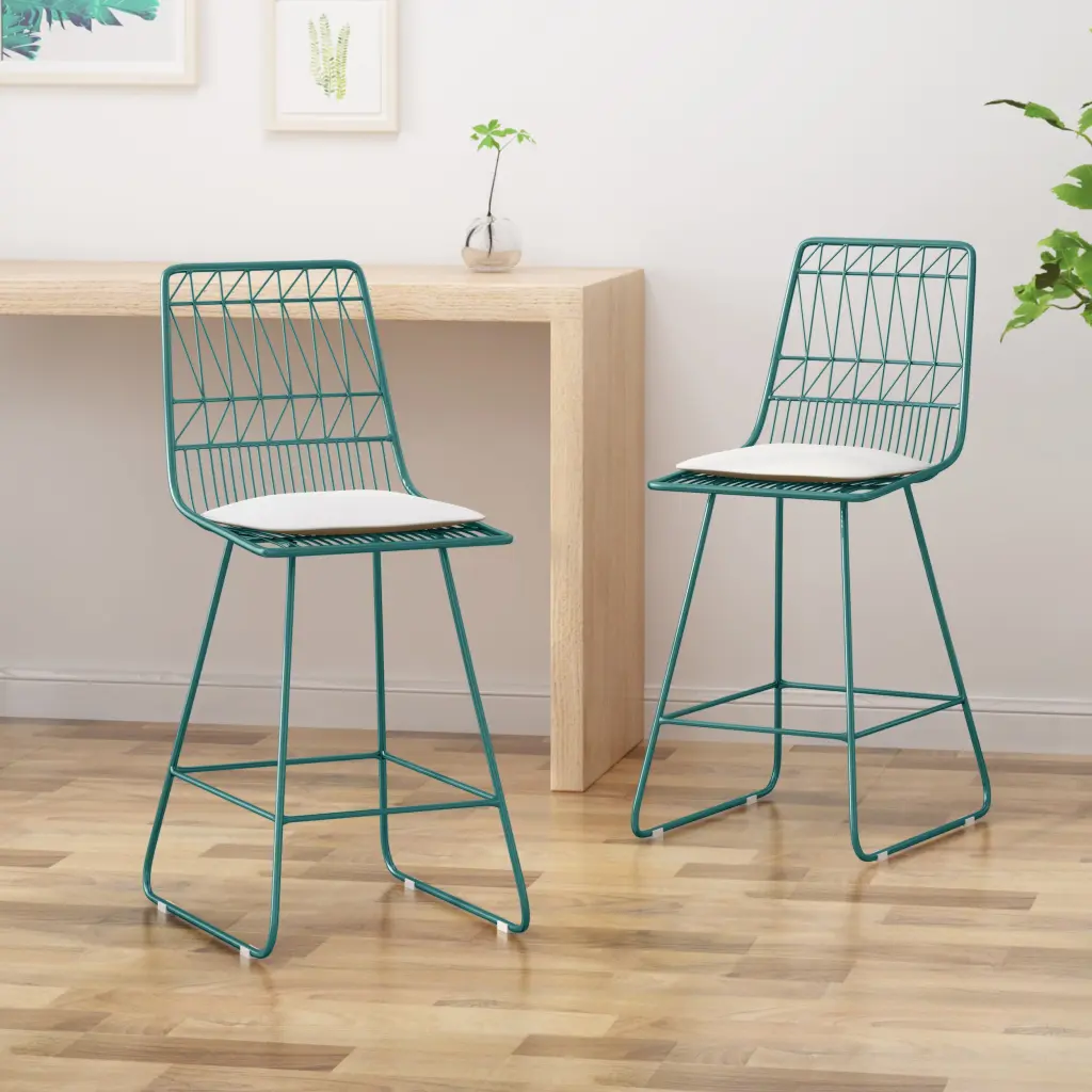 Niez Counter Stool Beige Ferrous Metal Bar Stool Kitchen Island nh-home living