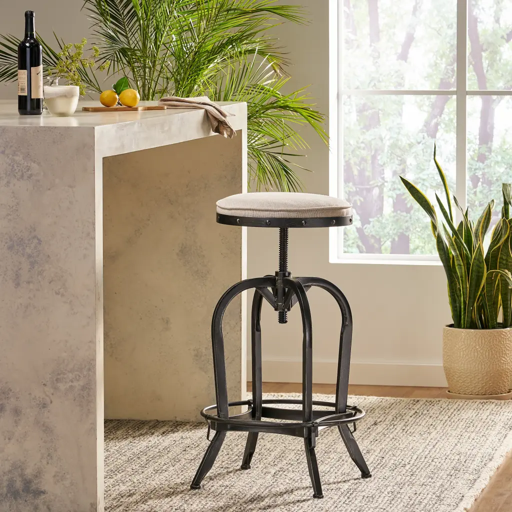 Casini Barstool White Black Metal Kitchen Bar Stool nh-inmax