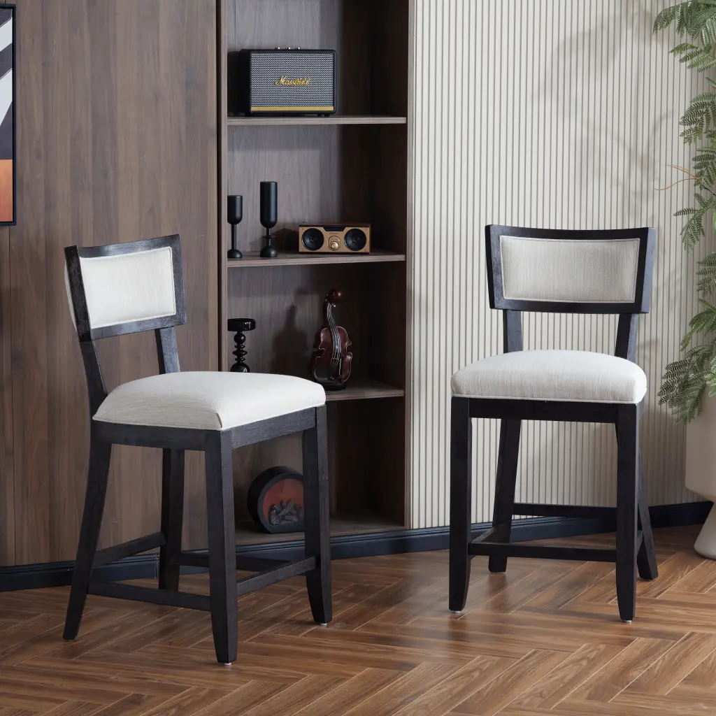 26.5 Inch Counter Stools Set 2 Upholstered Counter Height Bar Stools Back nh-onfind