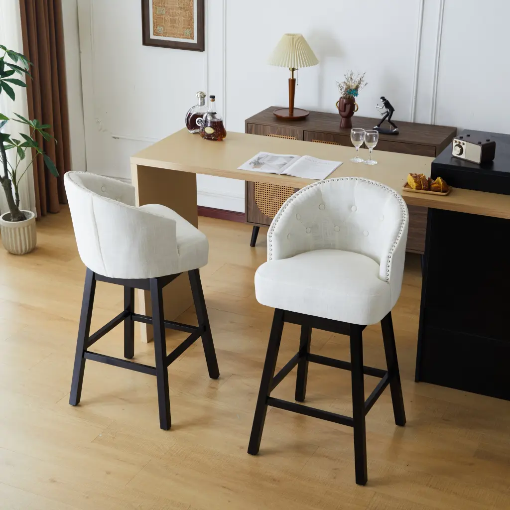33.25 Inch Swivel Counter Stools Set 2 Upholstered Counter Height Bar Stools Kitchen nh-onfind
