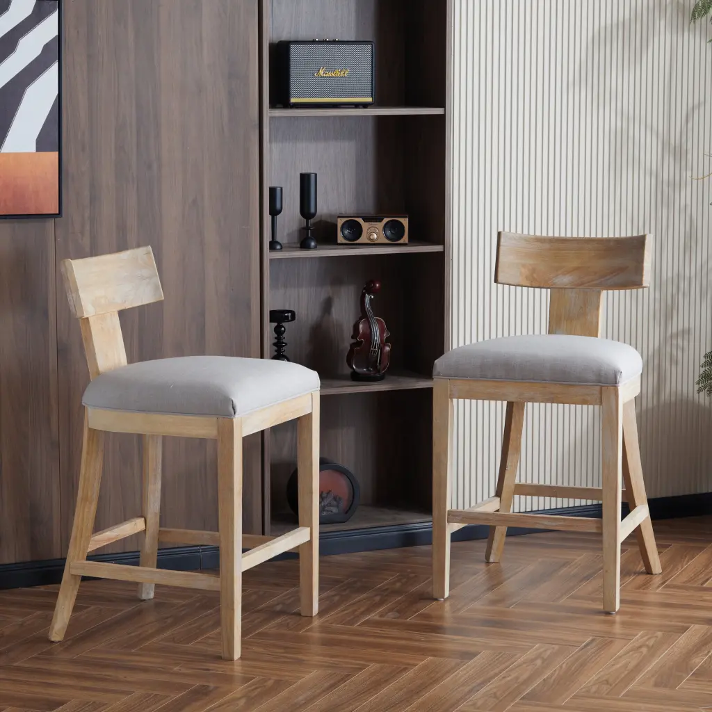 27 Inch Counter Stools Set 2 Upholstered Counter Height Bar Stools Back Support nh-onfind