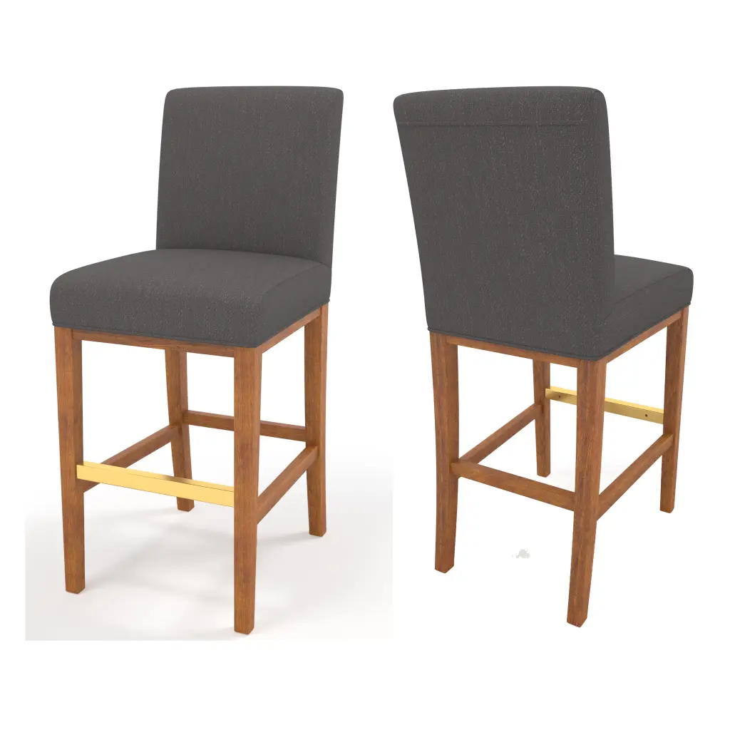 Set 2 30.25 Inch Contemporary Material Bar Stools Dark Grey nh-onfind