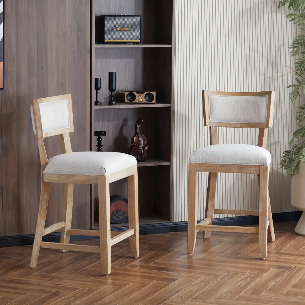 Set 2 Upholstered Counter Height Bar Stools 26.5 Inch Height nh-onfind