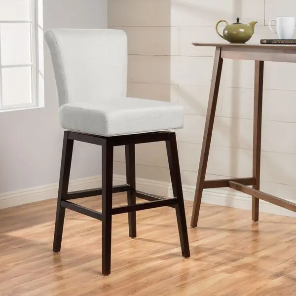 Swivel Counter Stool Beige Black Material Bar Stool nh-onfind